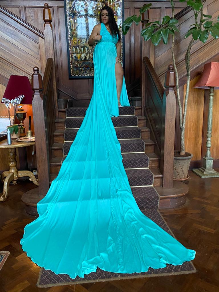 Teal Floating Gown Rental