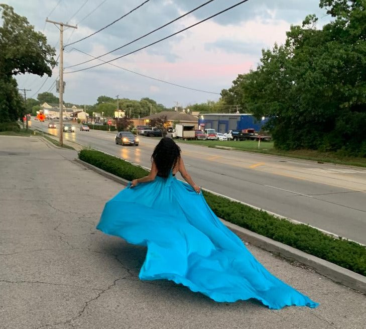 Blue Floating Gown Rental