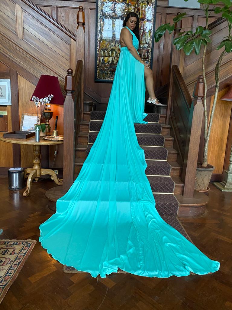 Teal Floating Gown Rental