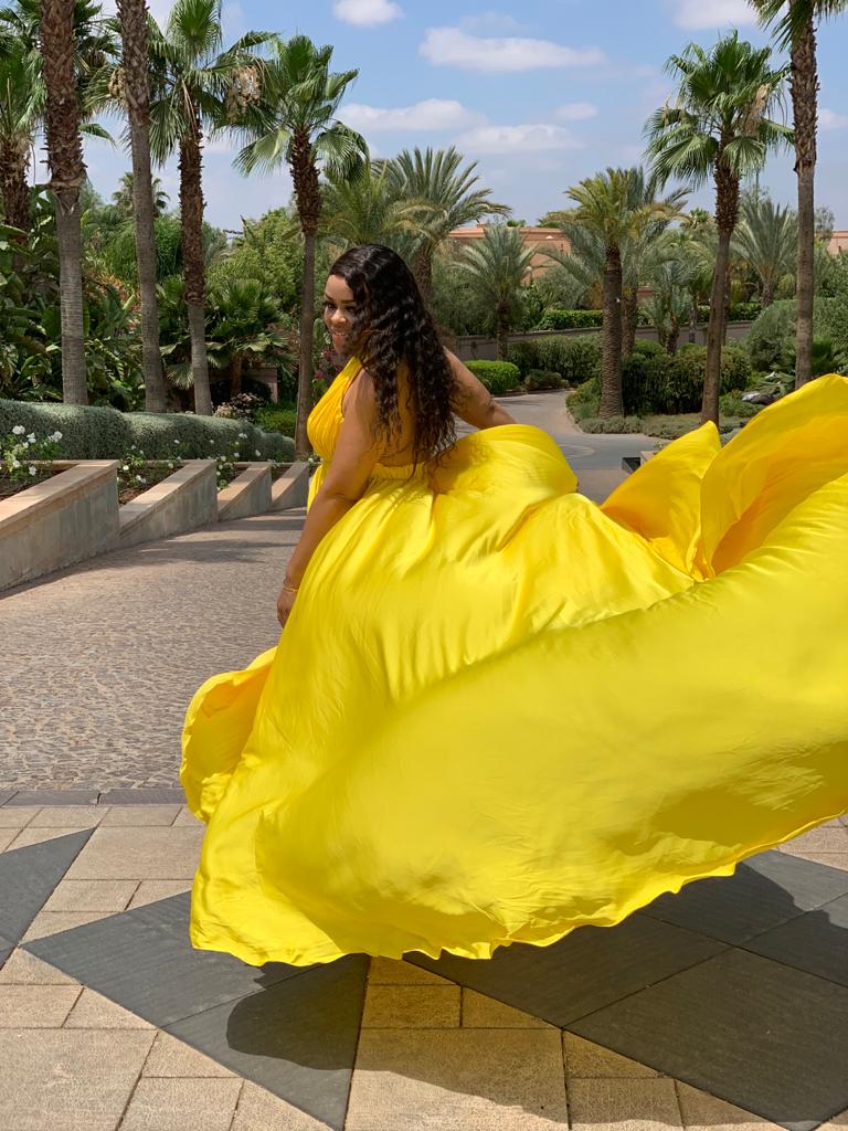 Yellow Floating Gown Rental