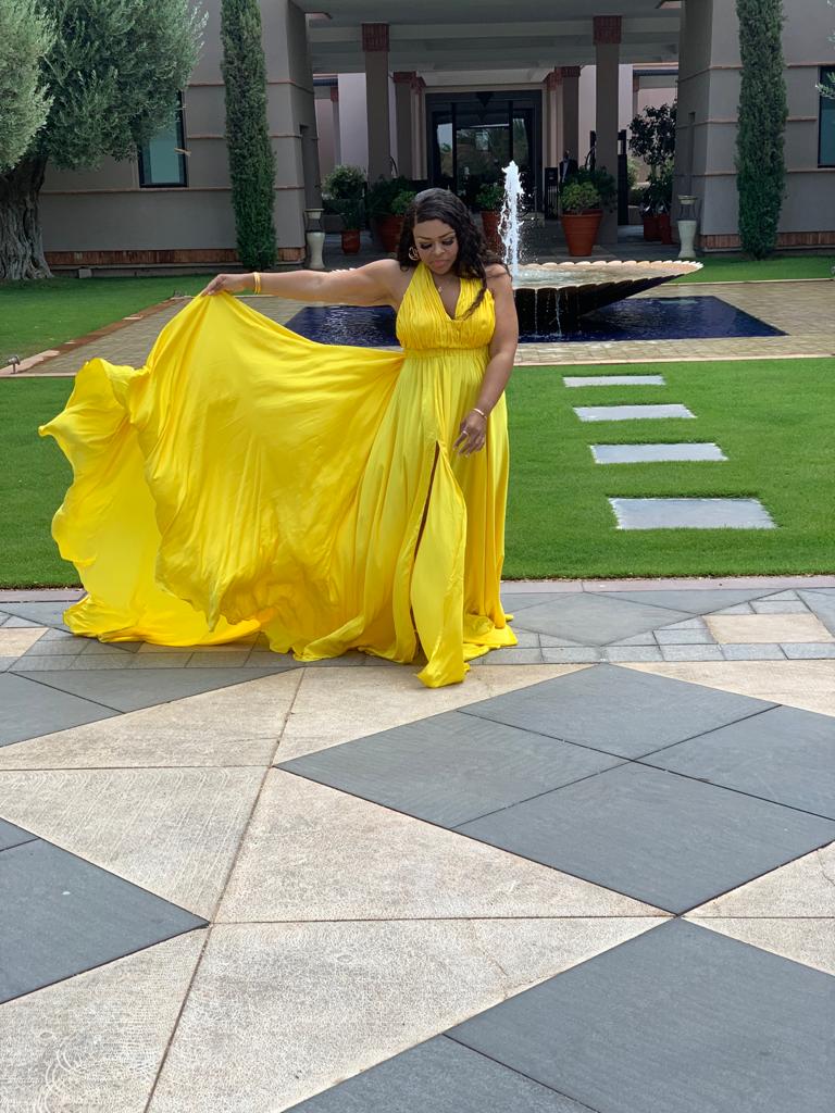 Yellow Floating Gown Rental