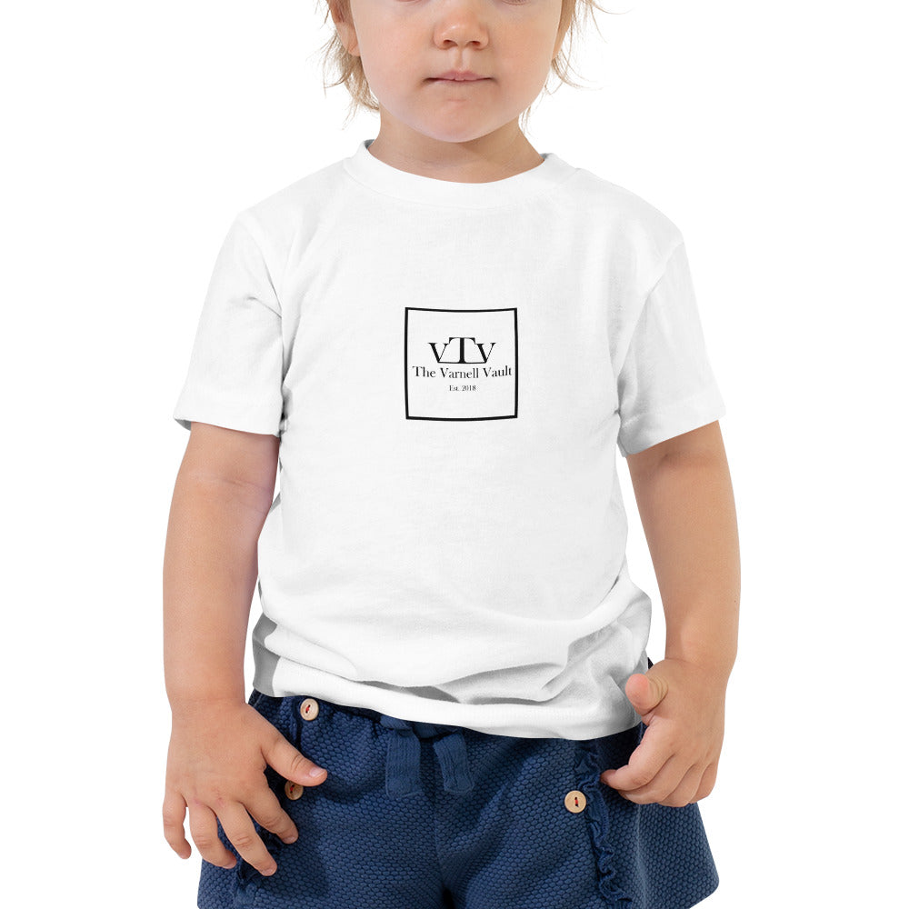 The Varnell Vault Logo Short Sleeve Toddler Tee with black #VTVGANG