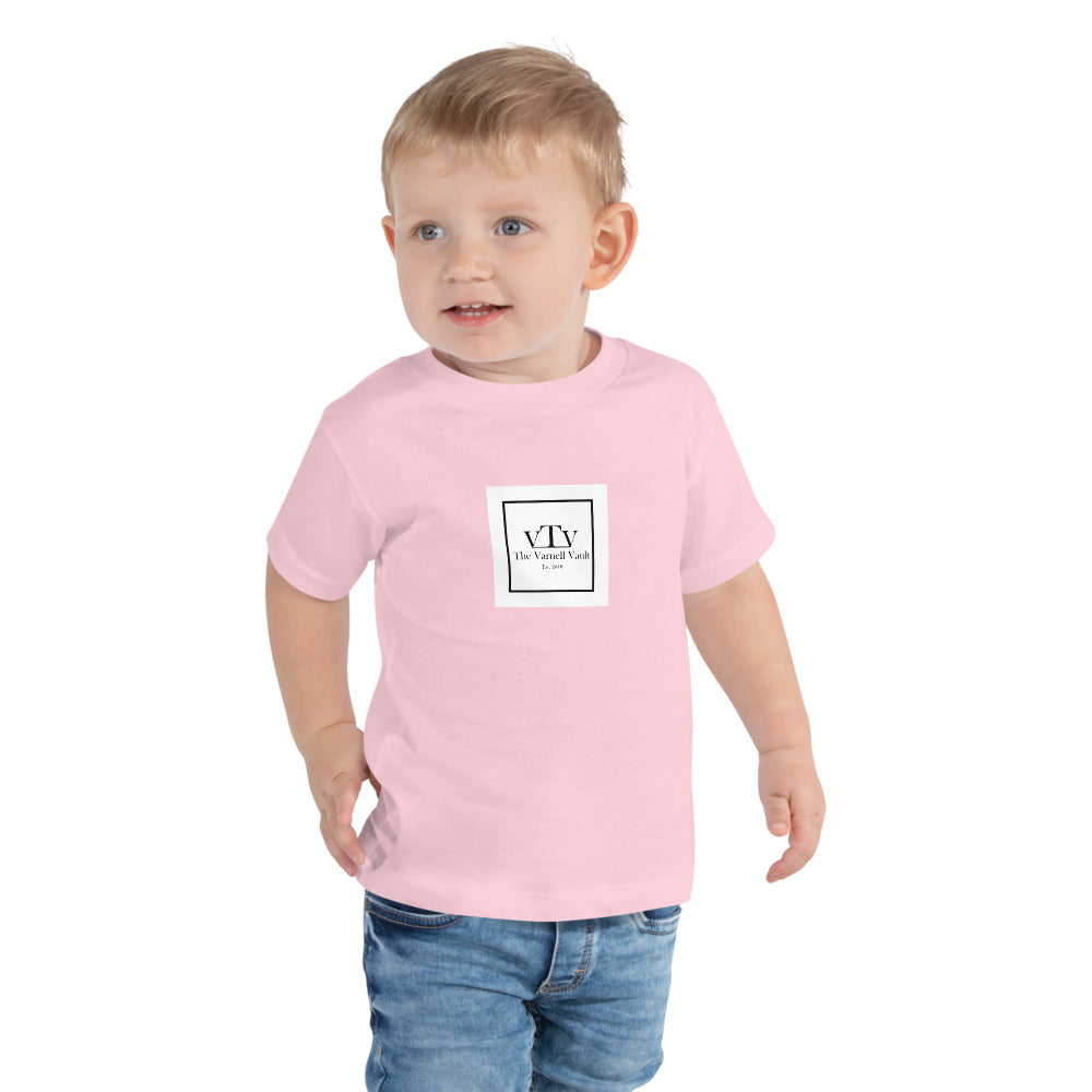The Varnell Vault Logo Short Sleeve Toddler Tee with white #VTVGANG