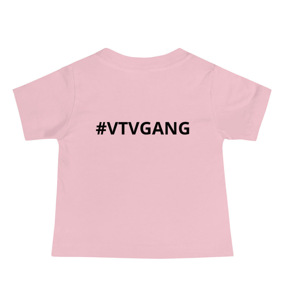 The Varnell Vault Logo Short Sleeve Baby Tee with black #VTVGANG